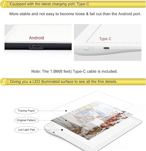 Miniatura 6 de elice - Caja de luz LED recargable A4 con bolsa de transporte, almohadilla de luz inalámbrica alimentada por batería, almohadilla de luz para