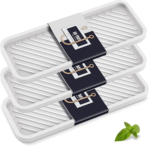EG-SIPRO - Bandeja para fregadero de cocina, paquete de 3 bandejas de jabón de cocina más gruesas, soporte de esponja de silicona para fregadero de