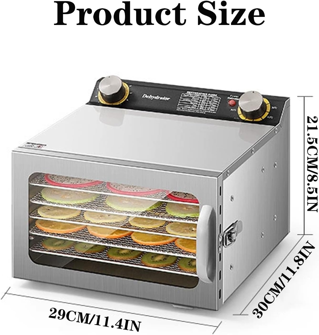 Food Dehydrator Machine, Commercial Freeze Dryer with 6/8/12/18 Tray, Adjustable Timer & Temperature Control, Stainless Steel Fruit Dryer for Fruit/Vegetable/Meat,6 Layer