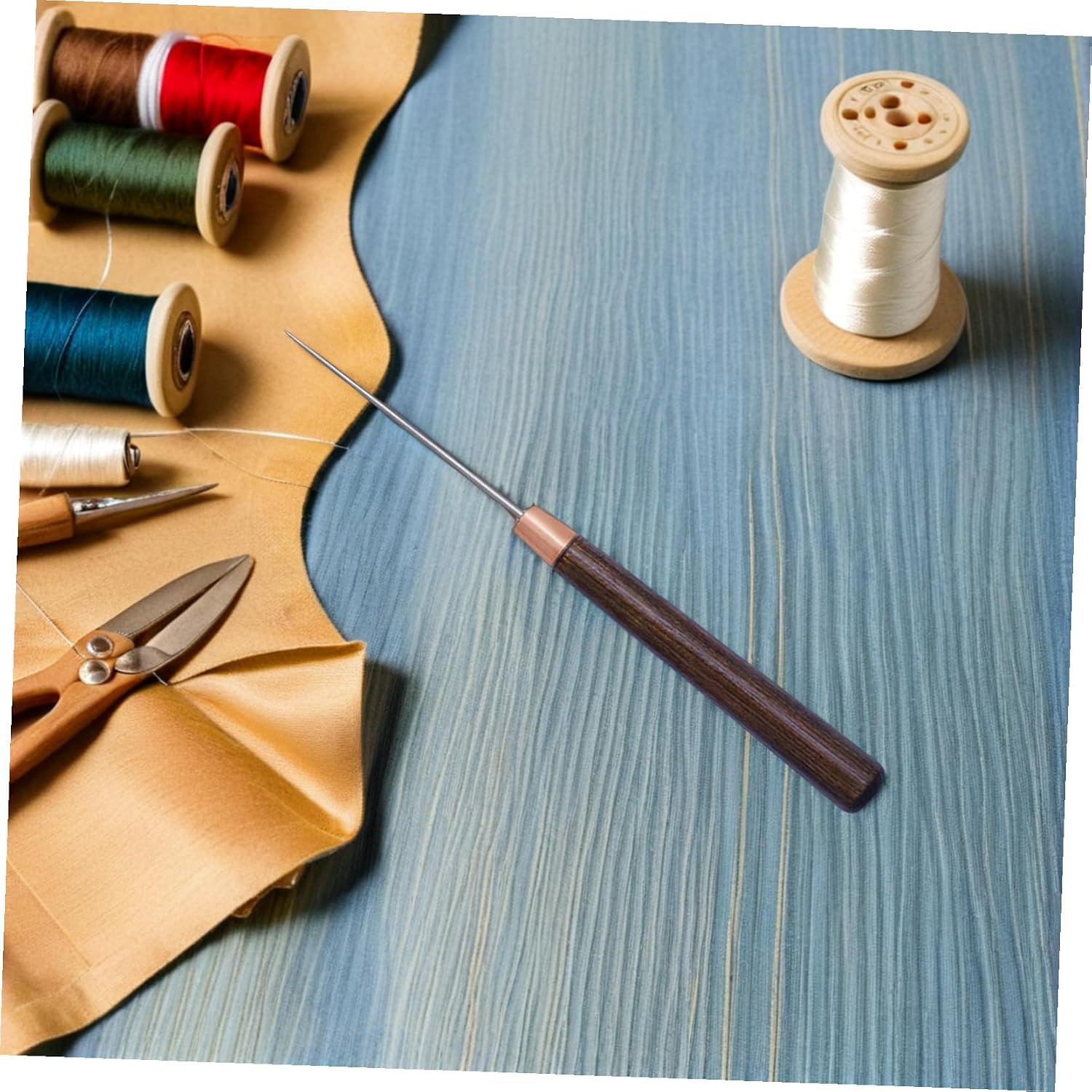 Uonlytech 10-Piece Wooden Handle Awl Set for Sewing Leather and Crafting Precision Hole Punch Tools Scratch Awl Functionality