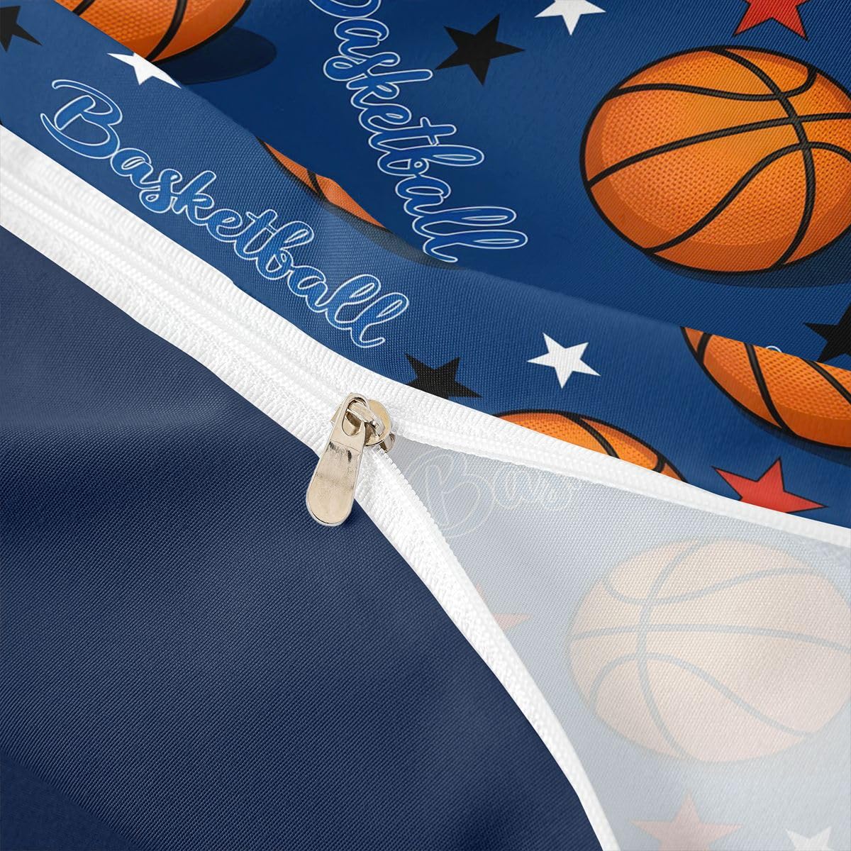 Homewish Set copripiumino per letto super king size, motivo pallacanestro, blu e marrone, motivo stelle, per amanti del basket