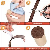 Vista 59 de Zonon 4 rollos de tiras de fieltro de 120 pulgadas con cinta adhesiva de fieltro para muebles, rollos de tiras autoadhesivas de poliéster resistente