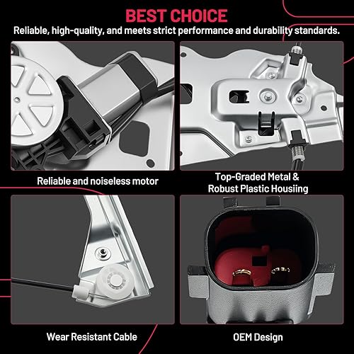 Vista 127 de BDFHYK 741-645 Elevalunas eléctrico con motor para automóvil delantero derecho del pasajero para Chevy Silverado, Tahoe, Suburban, Avalanche