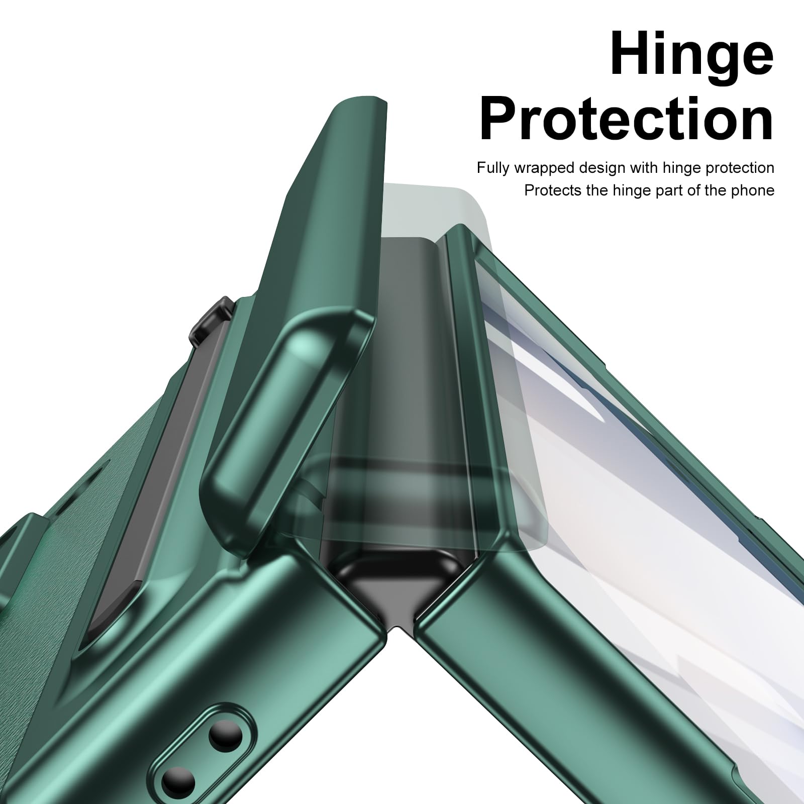 Custodia per Galaxy Z Fold6 con penna stilo, custodia per Fold 6 con protezione per lo schermo + slot per S Pen, custodia in pelle per Samsung Galaxy Z Fold6 con cerniera-Verde