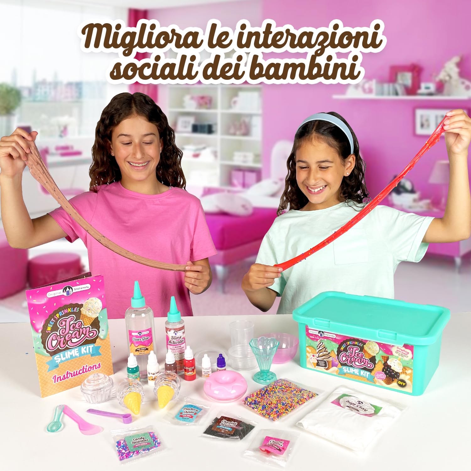 Original Stationery Slime Kit Sweet Sprinkles Ice Cream, Kit per Fare Slime Delizioso, Crea Slime Sundae e Tanto Altro, Slime per Bambini, Regalo di Compleanno