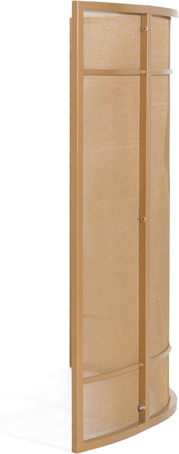 GOWE Regina 1-Panel Curve Iron Fireplace Screen 38" x 32", Golden Finish