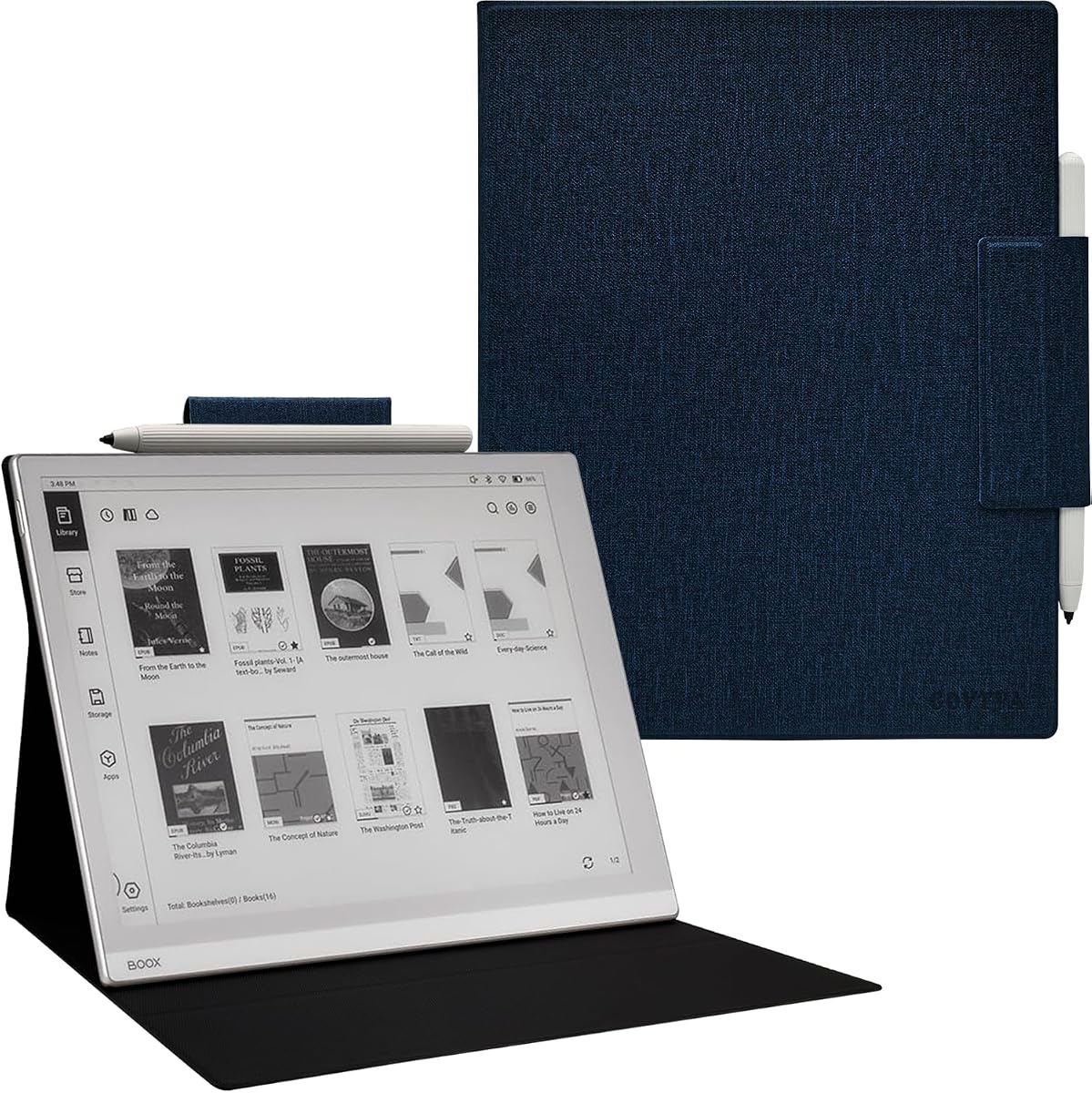 Funda con soporte magnético para Onyx Boox Go 10.3 /BOOX Tablet Go 10.3 Gen II Lumi ePaper Funda de cuero ultrafina y ligera con apagado/encendido automático y cierre magnético (tela azul corteza)