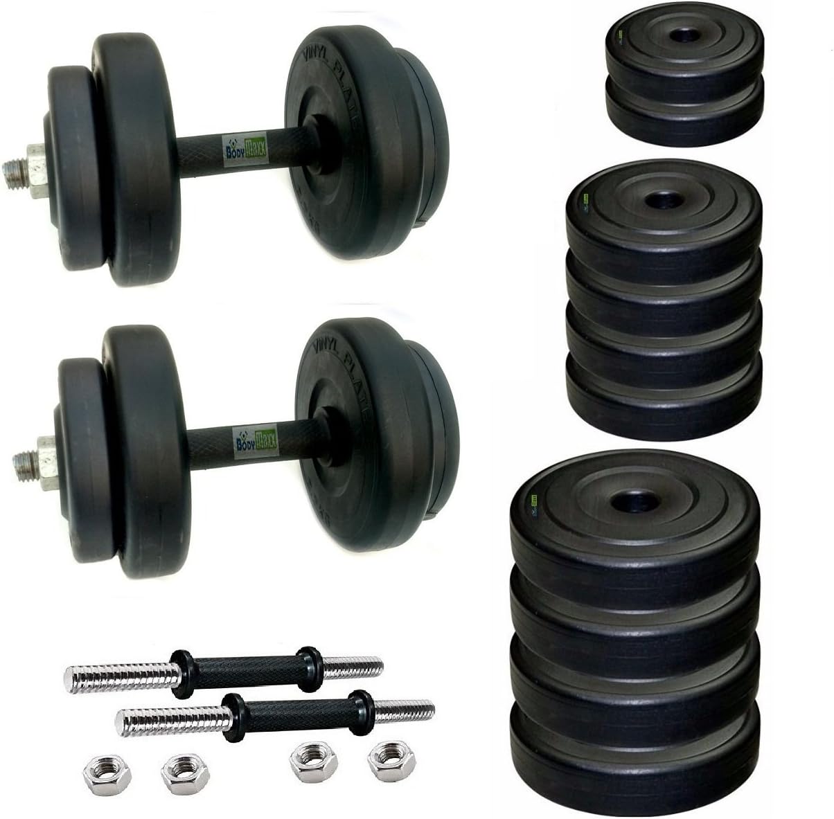 Body Maxx Adjustable Dumbells 8 Kg PVC Weight Plates with 2 Iron Rods