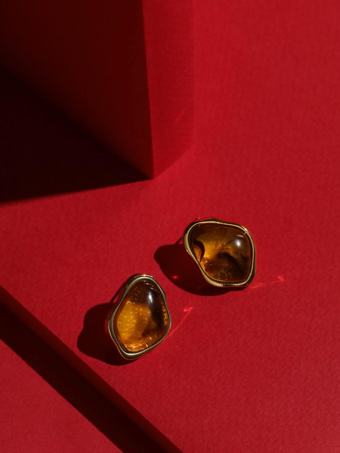 MINACHI Green Faceted Teardrop Stud Earrings for Women, Emerald-Tone Look, Lightweight Vintage-Inspired Studs - Image 6