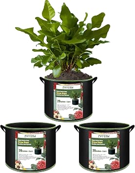 3-Pack 20 Gallon Grow Bags, Thickened Nonwoven Fabric Pots with Handles,Sturdy Garden Planters Aeration Gardening Container to for Plants, Vegetables, and Flowers