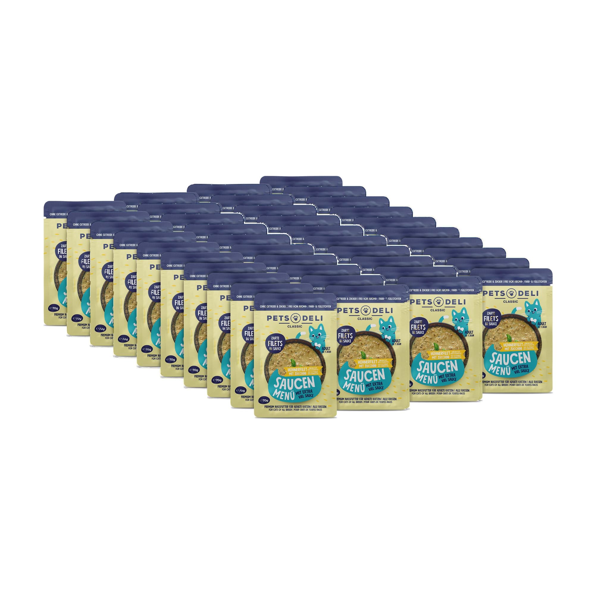 Pets Deli Saucen Menü Huhn & Zucchini für Katzen, 40 x 70 g