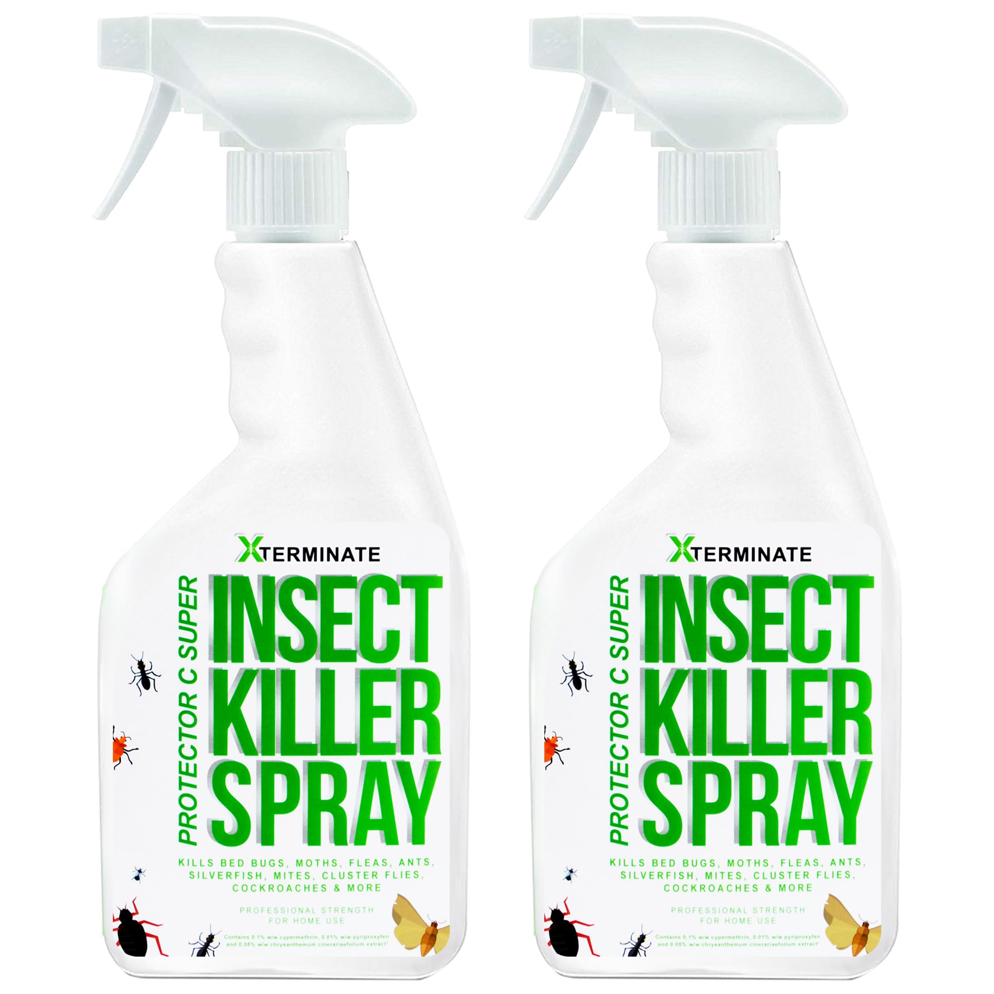 Xterminate Insect Killer Repellent Spray 2 x 1L - Kills Bed Bugs, Fleas, Moths, Ants & More - Unscented & Non-Staining Formula - Lasts for up to 6 Weeks - HSE Tested & Approved