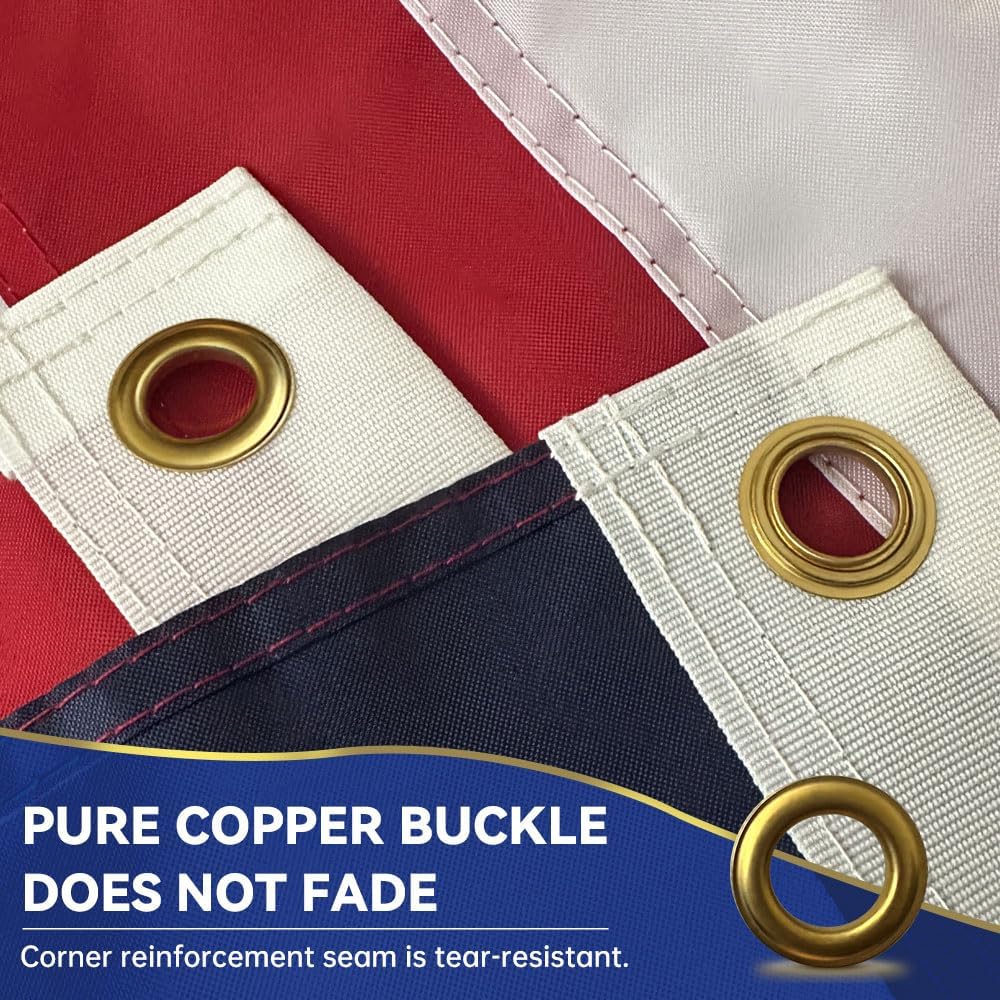 American Flag Heavy Duty American Flags for Outside with Embroidered Stars and Sewn Stripes US Flag with Brass Grommets Waterproof UV Resistant for High Wind All Weather (3x5 210D) - Image 4