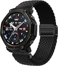 [PONATTENO] Replacement Band Compatible for Amazfit T-rex 3 Pro 48mm Smart Watch Band Replacement Strap Elastic Braided Replacement Strap Magnetic Suction Mount Easy Installation Breathable Stepless