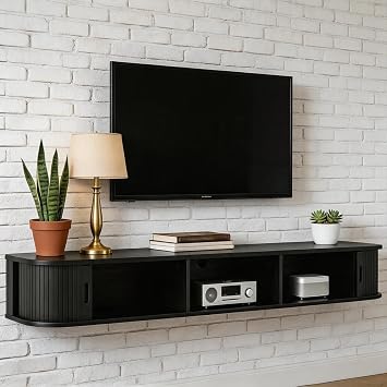 63 Floating TV Stand with LED strip, For TV Shelf for TVs up to 80"