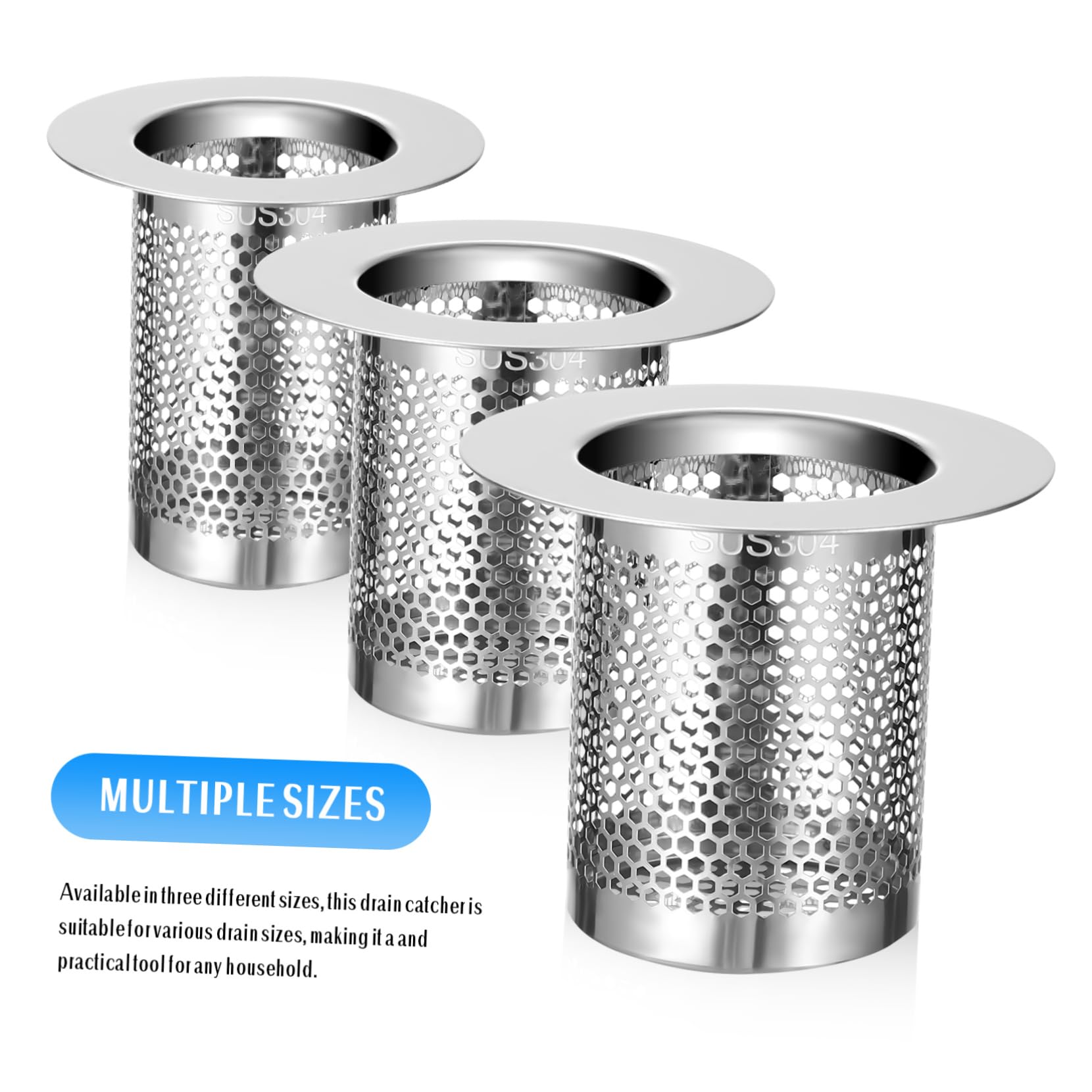 SHINEOFI 5 Sätze Abflusssieb Teiliges Dusch Und Waschbecken Haarsieb Für Effektive Verstopfungsprävention Rostfreies Material Einfache Installation Verschiedene Für Passform 3 Stücke * 5