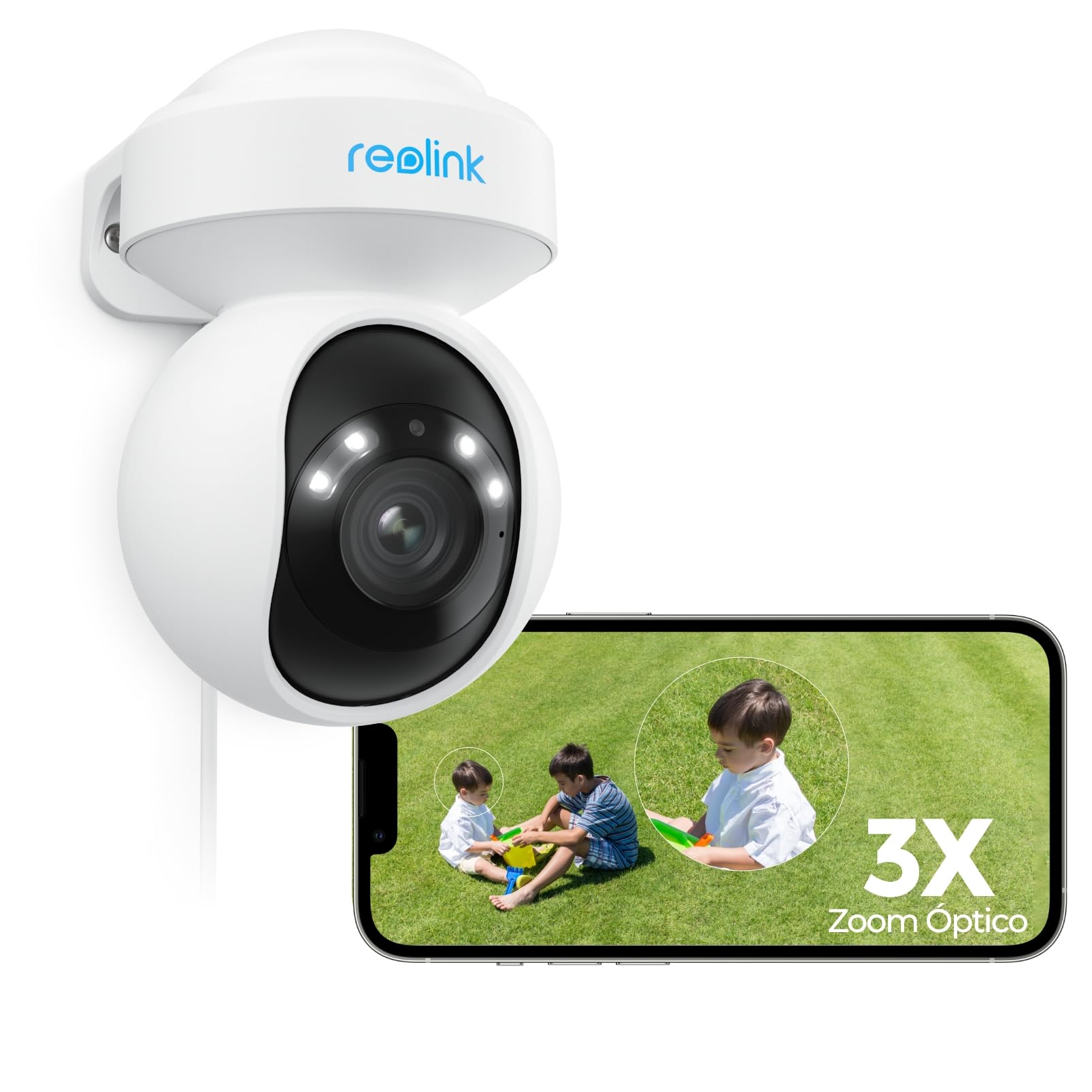 Reolink 4K 8MP PTZ Camara Vigilancia WiFi Exterior con Auto-Tracking, Detección de Humana/Vehículo/Mascota, Cámara de Seguridad Soporte Wi-Fi 6, Audio Bidireccional, Visión Nocturna, E1 Outdoor Pro