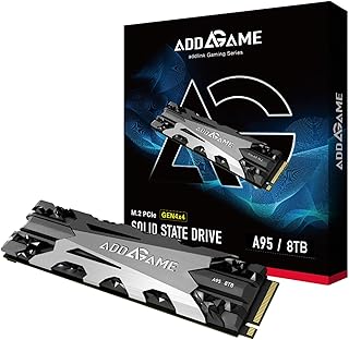Addgame PS5 Compatible with A95 8TB 7000 MB/s Read Speed Internal Solid State Drive - M.2 2280 PCIe NVMe Gen4X4 3D TLC with Dram NAND SSD w/Heatsink (ad8TBA95M2P) Made in Taiwan