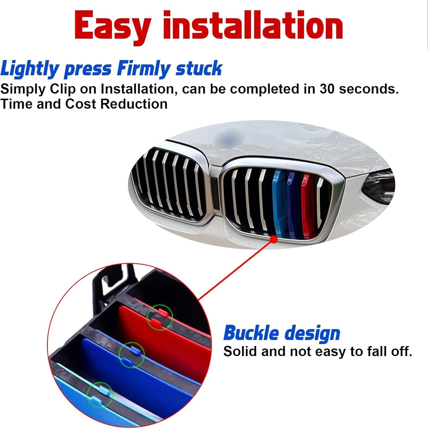Automotive grille Insert Trims Strips Front Center Kidney Grilles Compatible with 2016-2019 BMW X1 7-Beams grille insert accessories