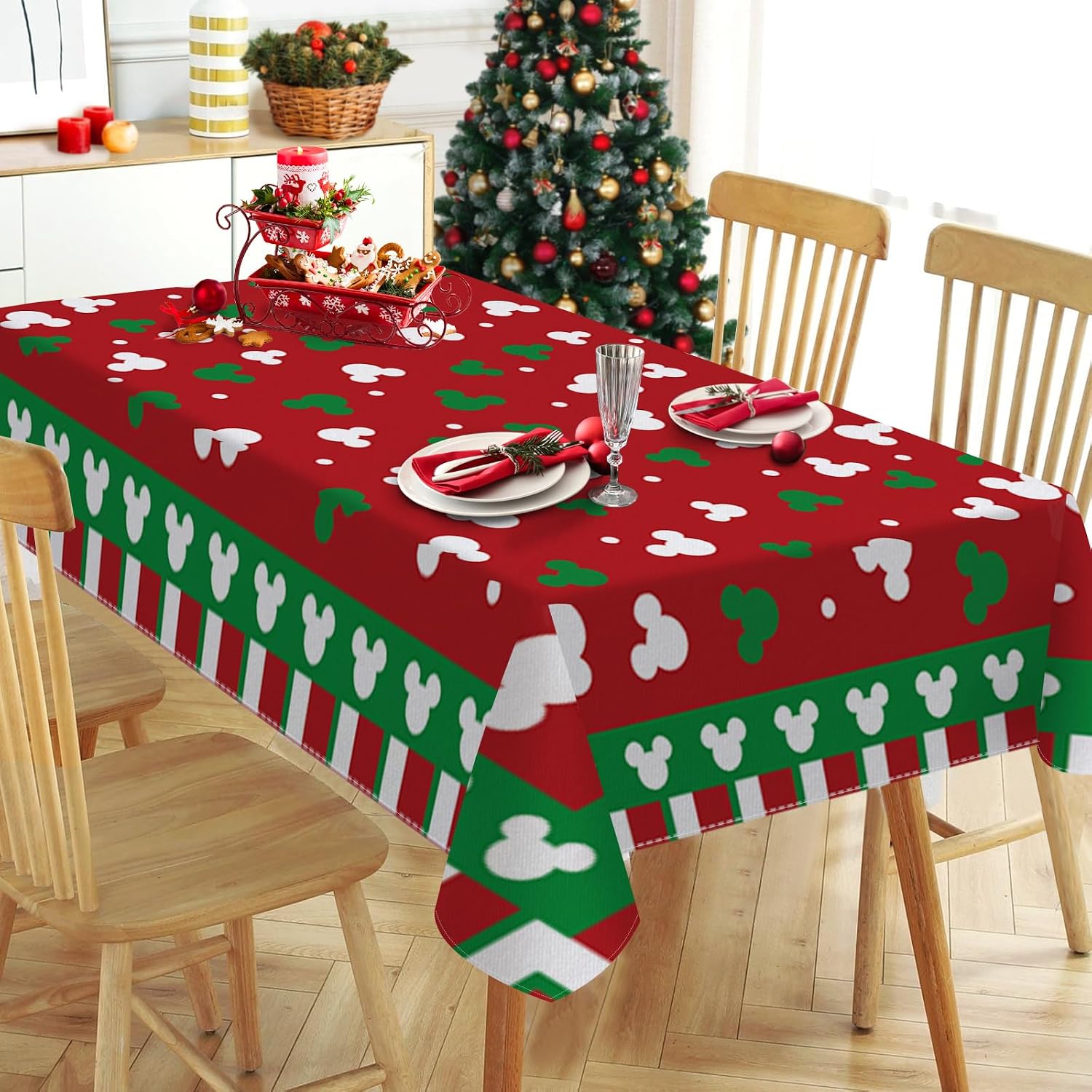 Pycat Christmas Rectangle Tablecloth 60 x 84 Inch