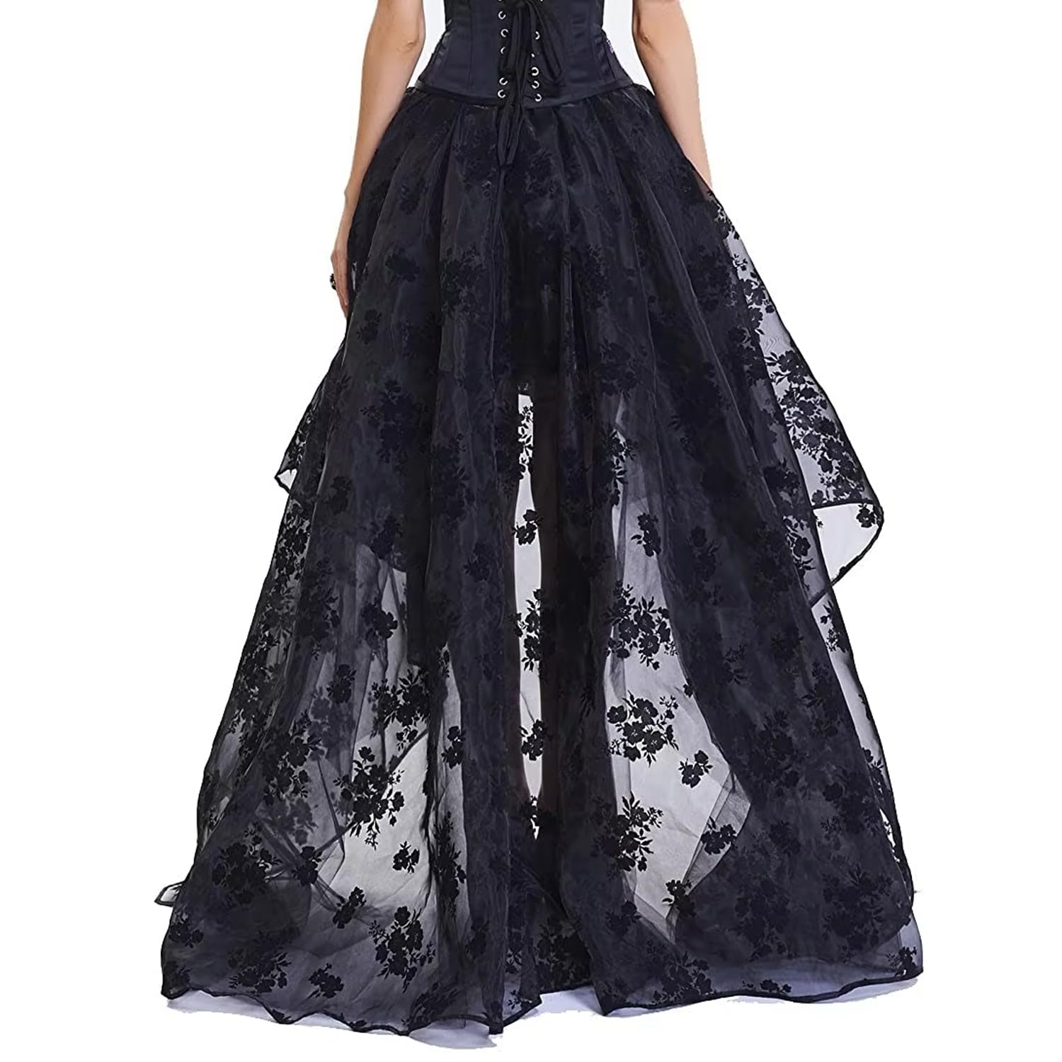 ZOOMA Donna Corsetto Maniche Lunghe con Gonna Lunga Jacquard Cincher della Vita Vestito di Due Parti