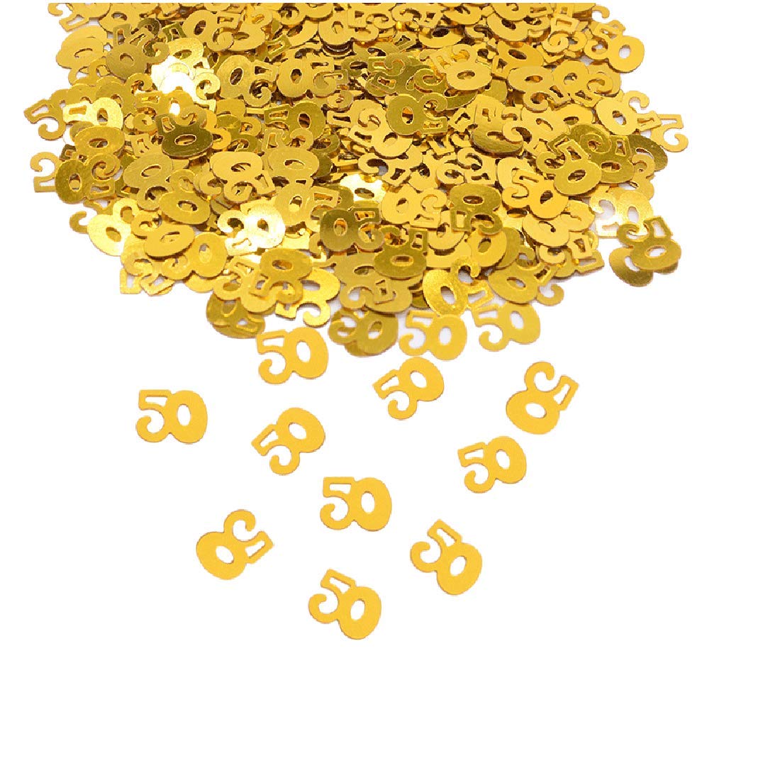 GoldRock Confettis de décoration de table pour 50e anniversaire - Doré et noir - Confettis pailletés pour anniversaire de mariage