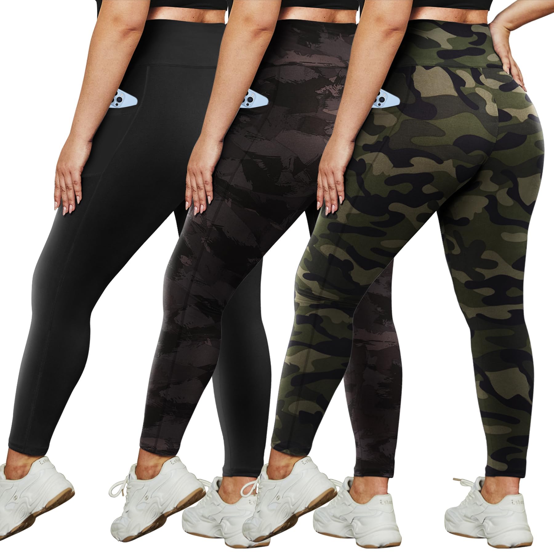 HLTPRO 3 Pack Plus Size Leggings for Women(X-Large - 4X)- High Waist Stretchy Soft Pants for Workout Running Yoga