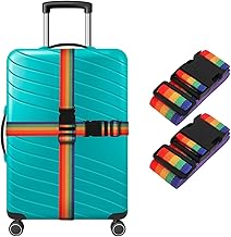 Fambal Pack of 2 Luggage Strap | Luggage Belt for Suitcase & Trolley Bags | Travel Belt with Quick Release Adjustable Buckle for Suitcase | Rainbow