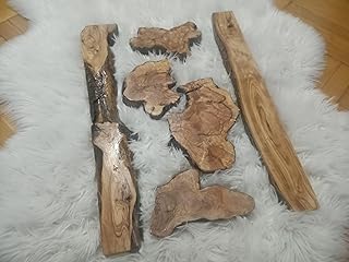 Live Edge Olive Wood Slab Set in 6 Pieces for DIY and Epoxy River Table, Ready to be Resin Table, Cleared Wood Slab Set