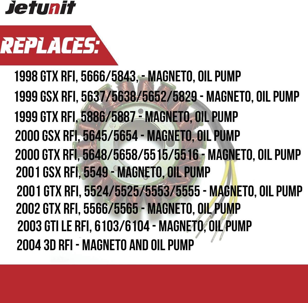 Stator for Seadoo Jet-ski 420887951 290887950 GTI RFI/GTI LE RFI/GTX RFI/GSX RFI/GTX DI/RX DI /3D RFI 1998 1999 2000 2001 2002 2003 2004 2005