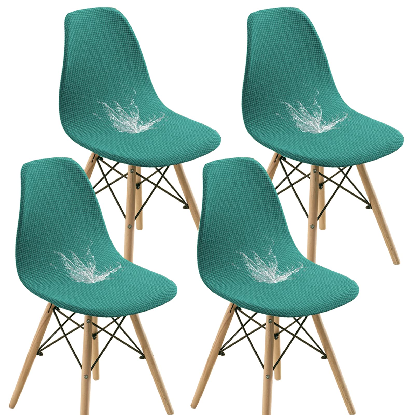 Bestenrose Water Resistant Shell Dining Chair Cover Jacquard Stretch Armless Chair Slipcovers Removable Washable Seat Cover for Kitchen Banquet Home Hotel Side Chairs Slipcover (set of 4, Green)