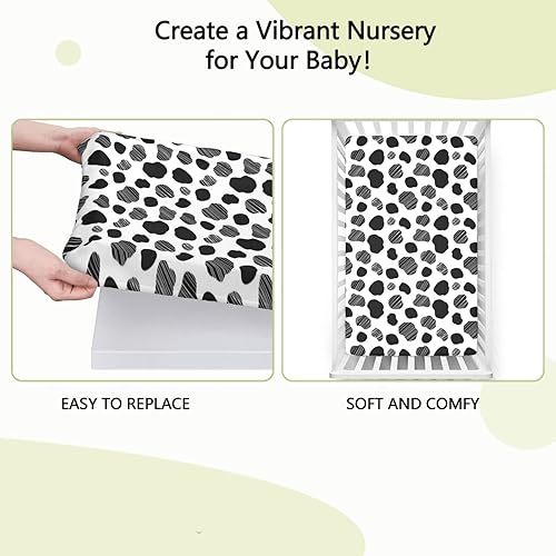 Miniatura 6 de Sábana bajera ajustable para cuna con temática de vaca, sábana bajera estándar para cuna para niños pequeños, sábana para colchón de cuna o sábana