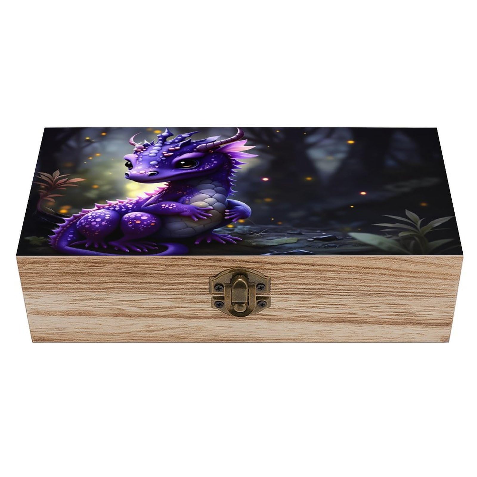 asbwuo Cute Dragon Vintage Wooden Keepsake Box