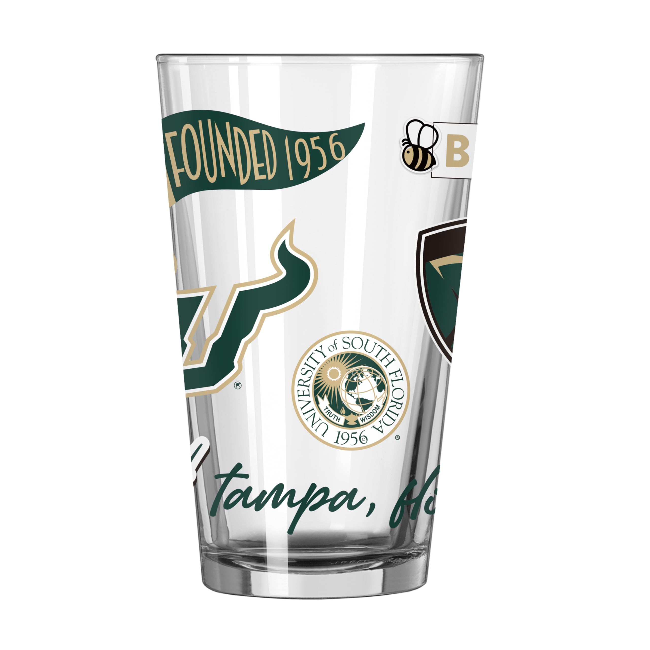 Logo Brands NCAA 16 oz Pint Glass - Durable Glass With Bold Team Color– Chip-Resistant Rim Drinkware For Fans, Tailgates, Home Bars &amp; Everyday Use