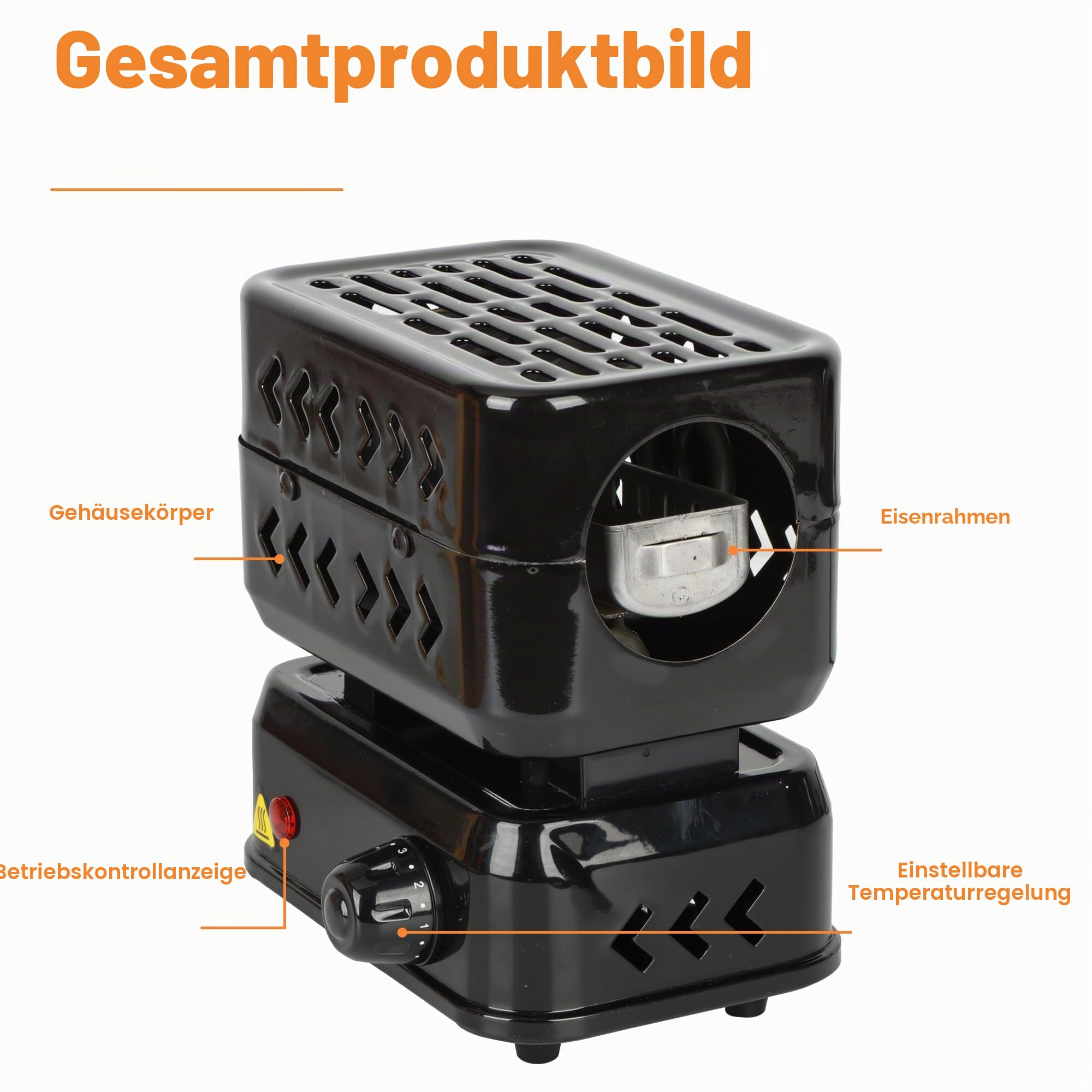Elektrischer Kohlebrenner für Kokoskohle, 1200 W, Kokosnuss-Kohlekohle-Kohlekohleofen, inklusive Gitter und Zange (schwarz)