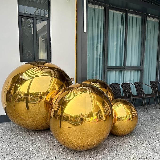 Bola espejada inflable dorada reutilizable 0.6 m miniatura 3