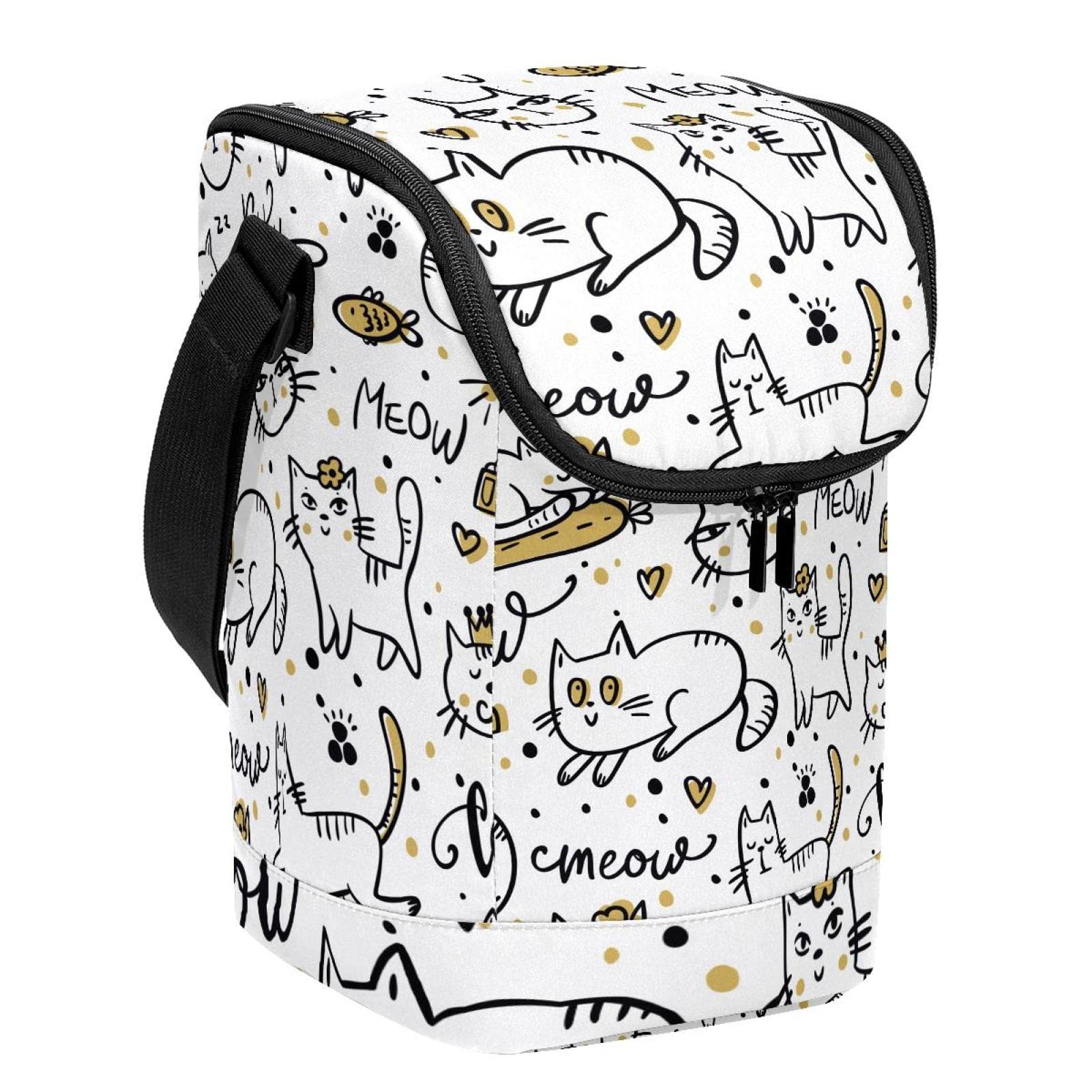 Lonchera grande para oficina Cat Meow con correa al hombro