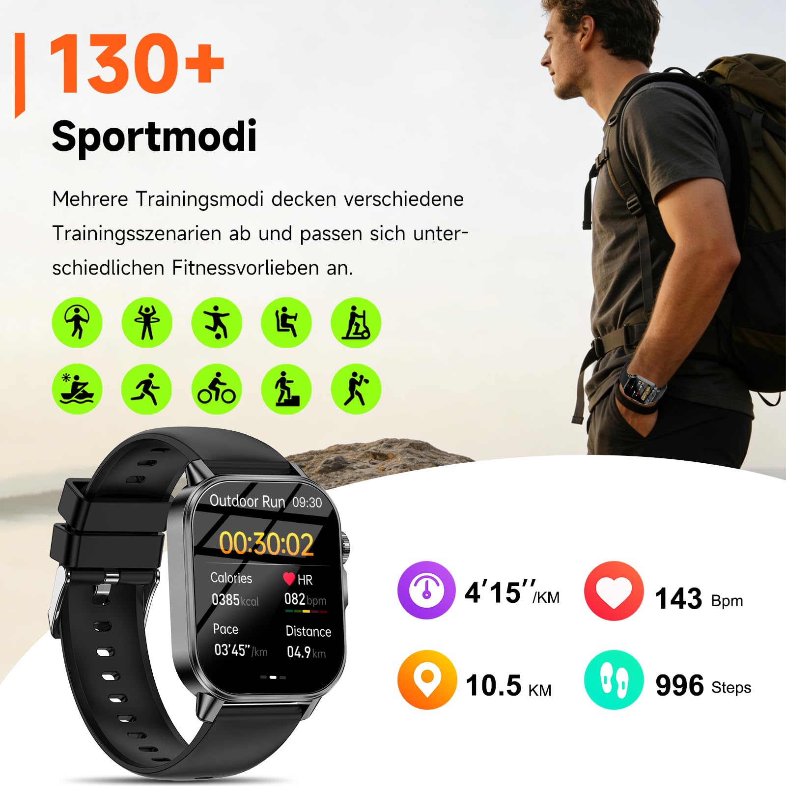 2026 Smartwatch Damen Herren EKG/Blutdruck/Harnsäure/BMI/HRV/LED-Licht,2,0"Gesundheitsuhr mit 24H Blutdruckmessung SpO2 Pulsuhr Körpertemperatur Schlaf-Monitor,SOS-Notruf Fitnessuhr für iOS Android