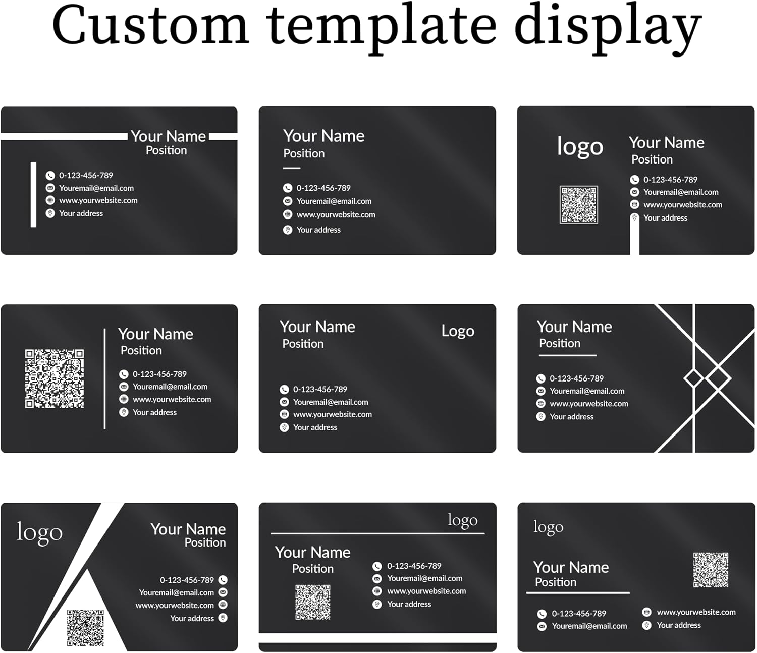 Custom Personalized Metal Business Cards 30–500 Count, Colored Anodized Aluminum, White Laser Engraved Your Logo/Name/Text/QR, 3.4 x 2.1 in, Double-Sided, for Small Business & Networking