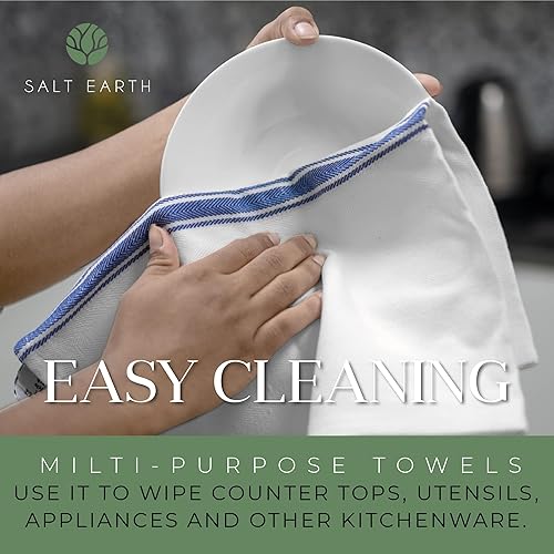 Miniatura 7 de Salt Earth Toallas de cocina de algodón, tamaño 24 x 14 pulgadas, juego de 4 toallas de cocina 100% algodón hilado en anillo, absorbente, secado