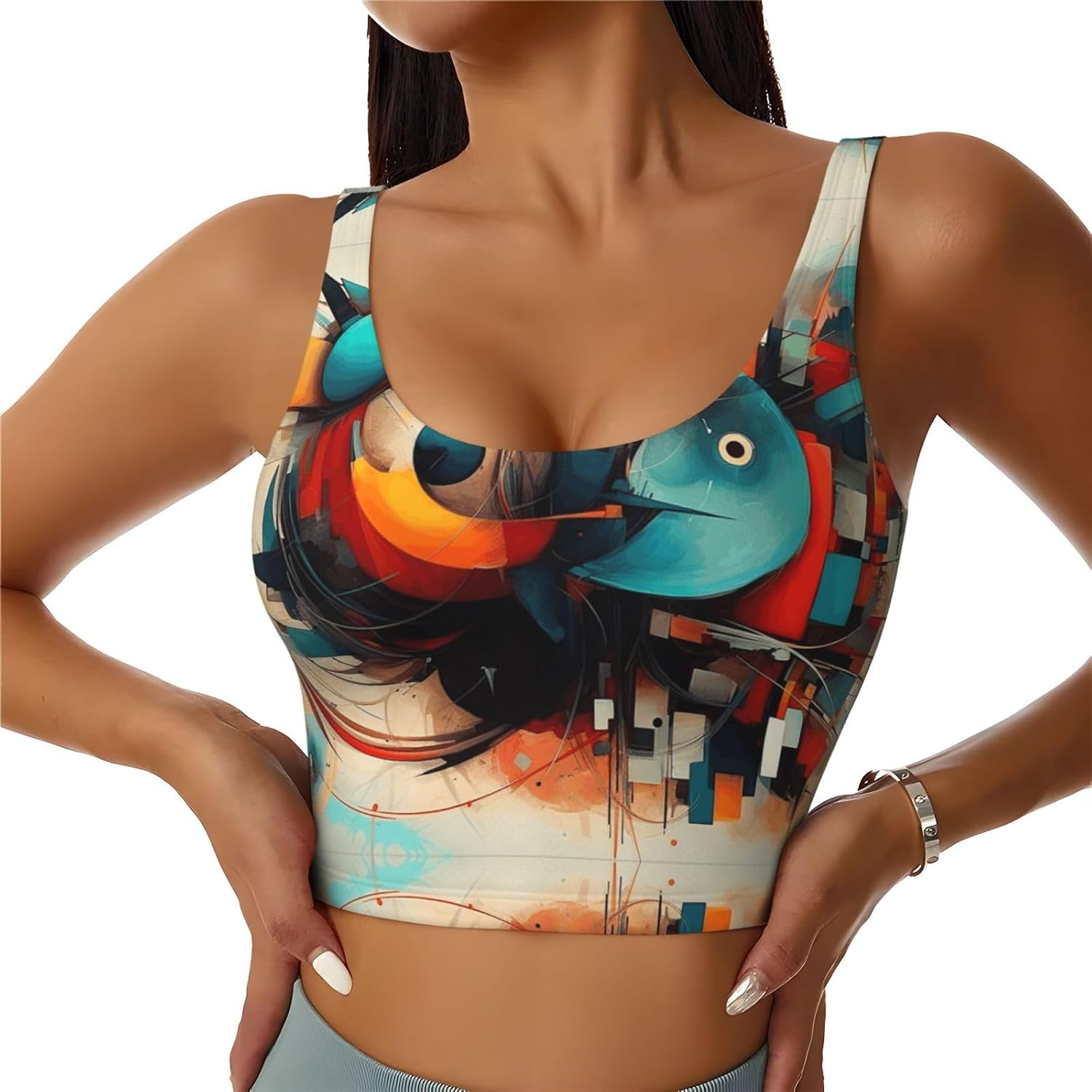 Colorful Fish Women's Sports Bras - High Support Workout Tops for Women