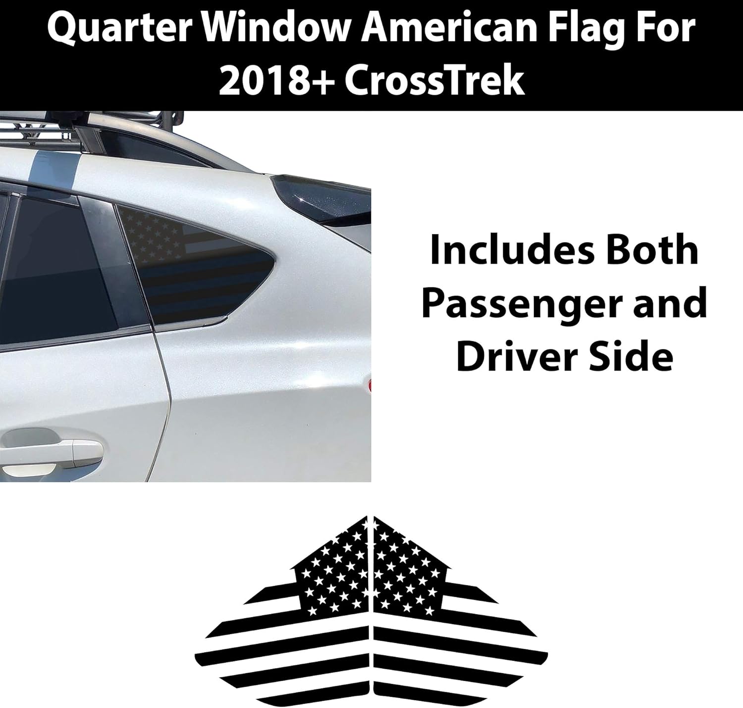 Bogar Tech Designs Precut Quarter Window American Flag Vinyl Decal Compatible with Subaru CrossTrek XV 2018-2021, Thin Blue Line