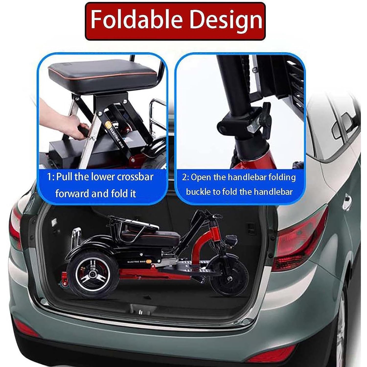 Mobility Scooter Mobility Scooter a ruote Mobility Scooter pieghevole Mobility Scooter leggero da viaggio con caricabatterie e cestino per anziani disabili Adulti Anziani Disabili