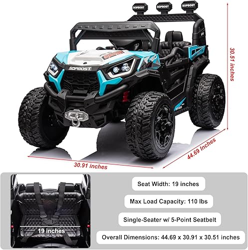 Miniatura 2 de sopbost Auto de paseo de 24 V con control remoto, juguete de paseo para niños y niñas, auto eléctrico conmutable 2WD4WD con neumáticos EVA,