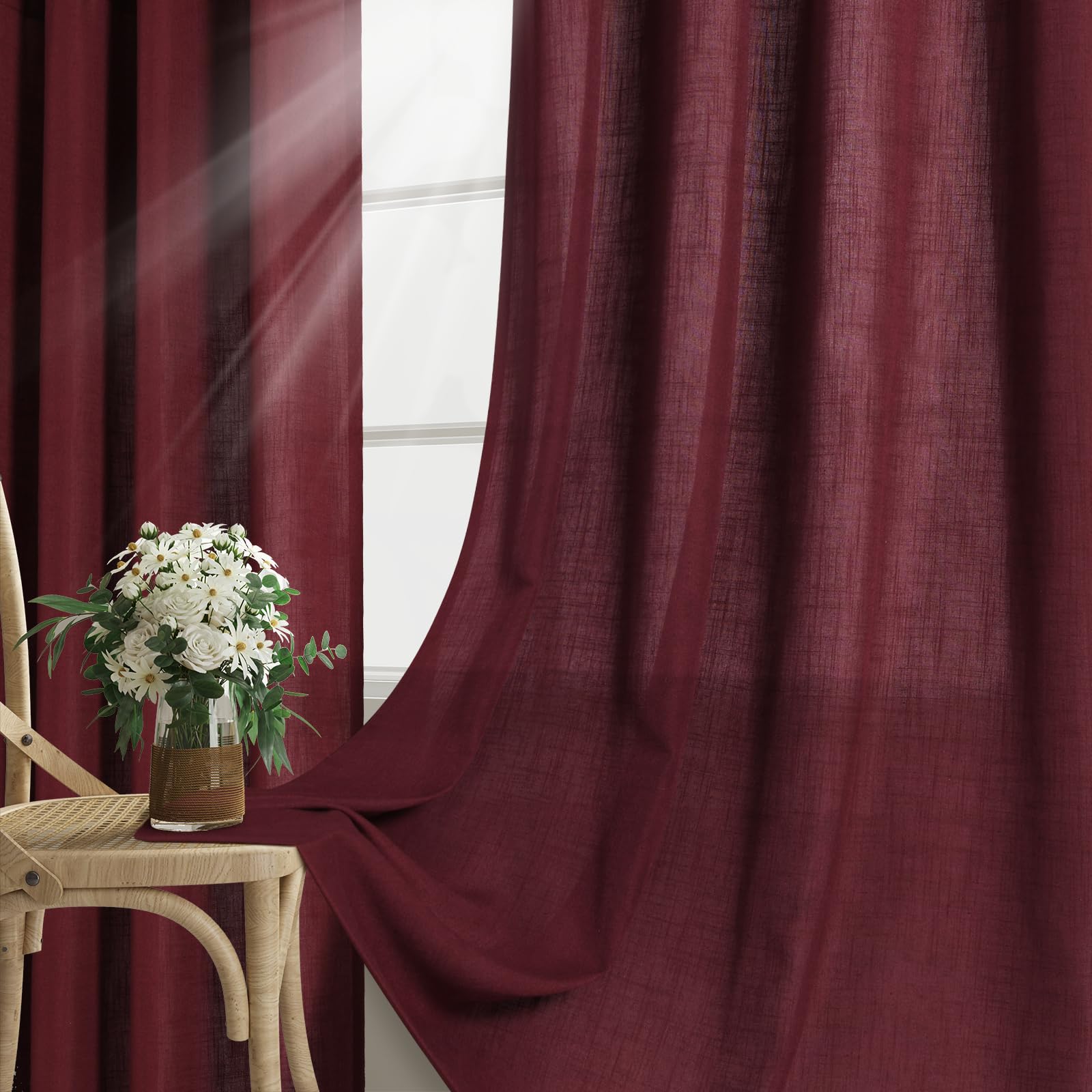 Tende Oscuranti Da Cucina Valea Home - 2 Pannelli Bordeaux 76x114 Cm, Impermeabili E Morbide