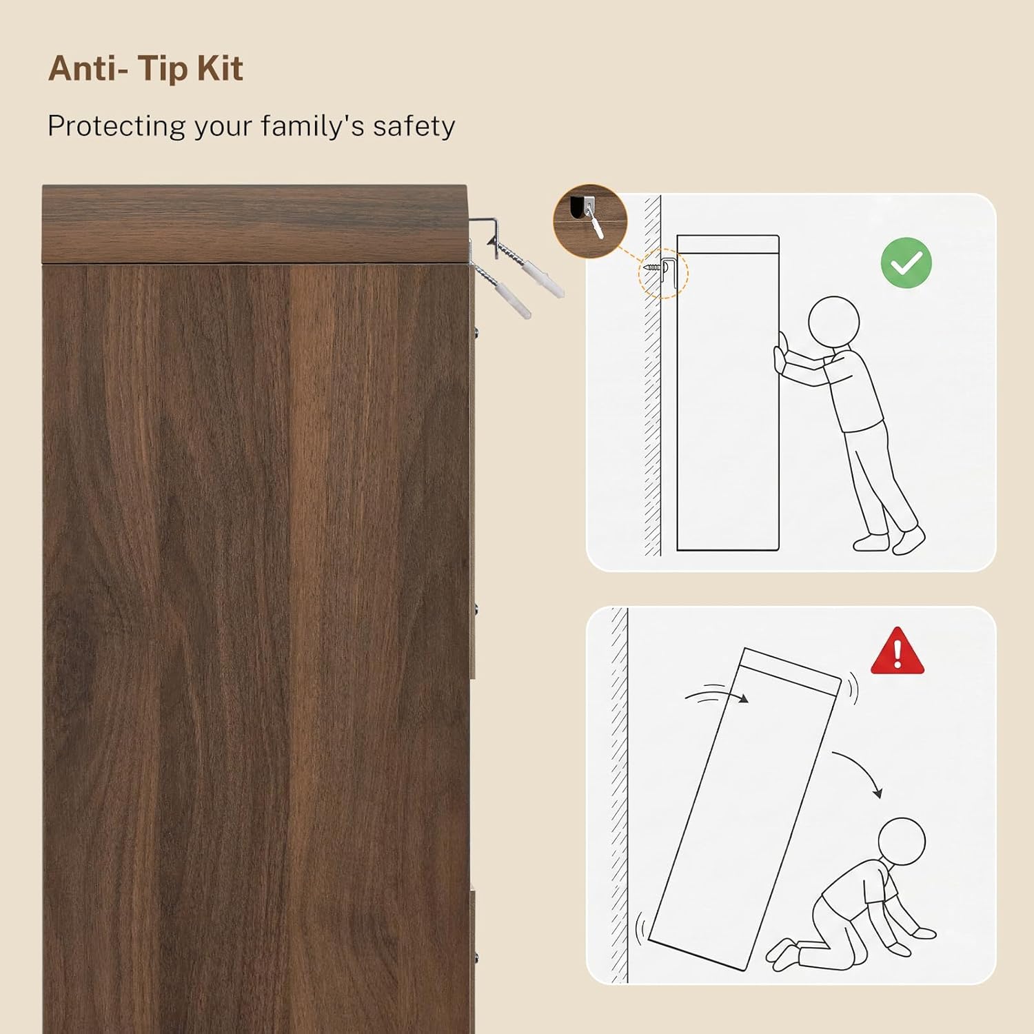 TEENFON Shoe Cabinet with 3 Flip Drawers & Adjustable Shelves, Narrow Freestanding Shoe Storage Cabinet for 18-27 Pairs, Hidden Slim Shoe Rack Cabinet for Entryway, Walnut