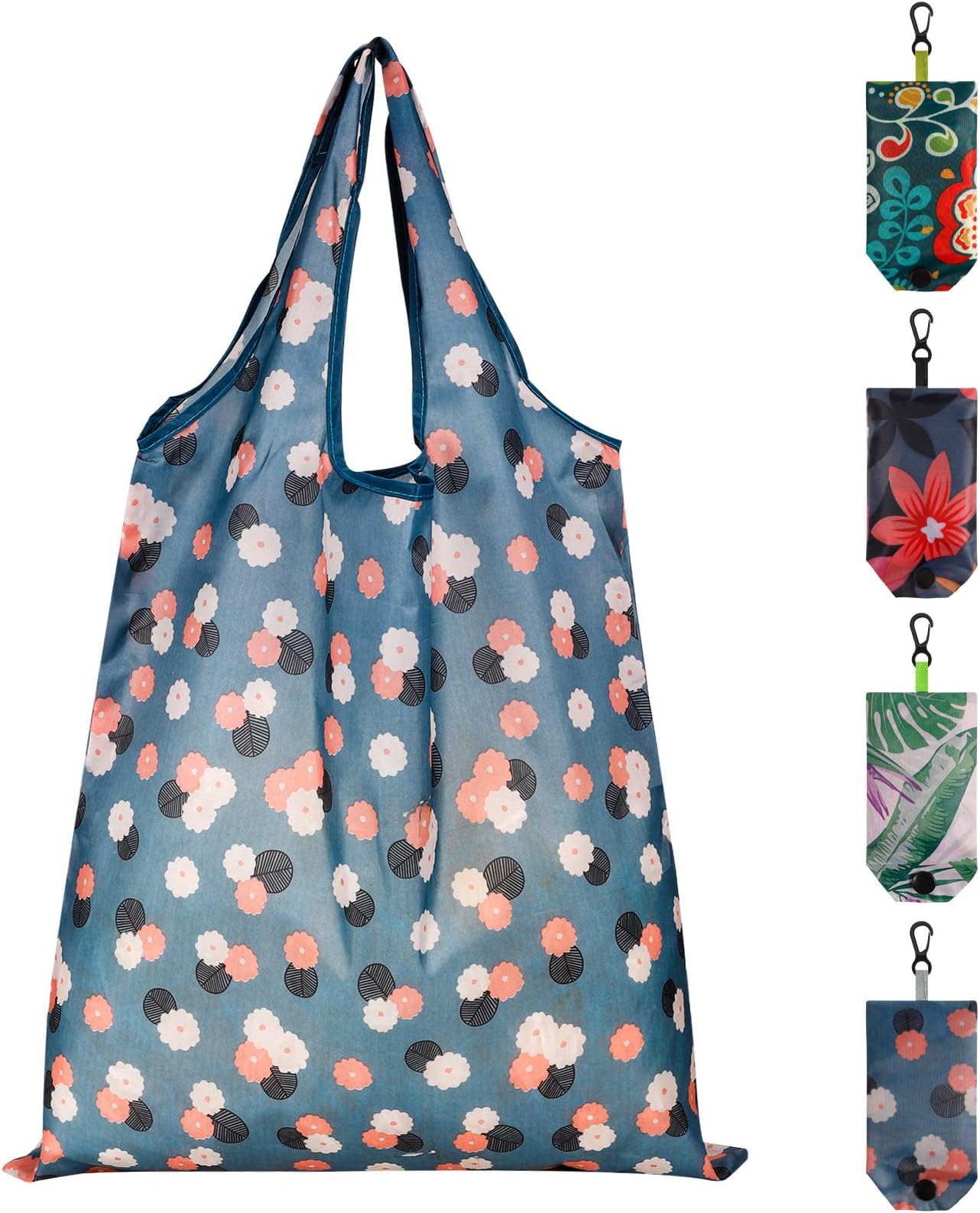 4pcs Reusable, Foldable,Washable Grocery Bags Foldable in a Pouch Eco Tote Shopping Bag Groceries Tote Bags for Daily Shopping Loading