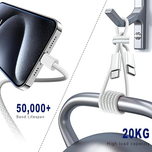 Miniatura 4 de Cable USB C a USB C de 6 pies, paquete de 2 cables de carga tipo C de 60 W (3A), cable de carga rápida trenzado compatible con