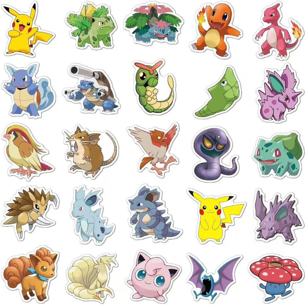 100 PCS Cute Pokemon Stickers for Gifts, Waterproof Sticker for Phone, Laptop, Water Bottles, Hydro Flask, Stickers for. image 3