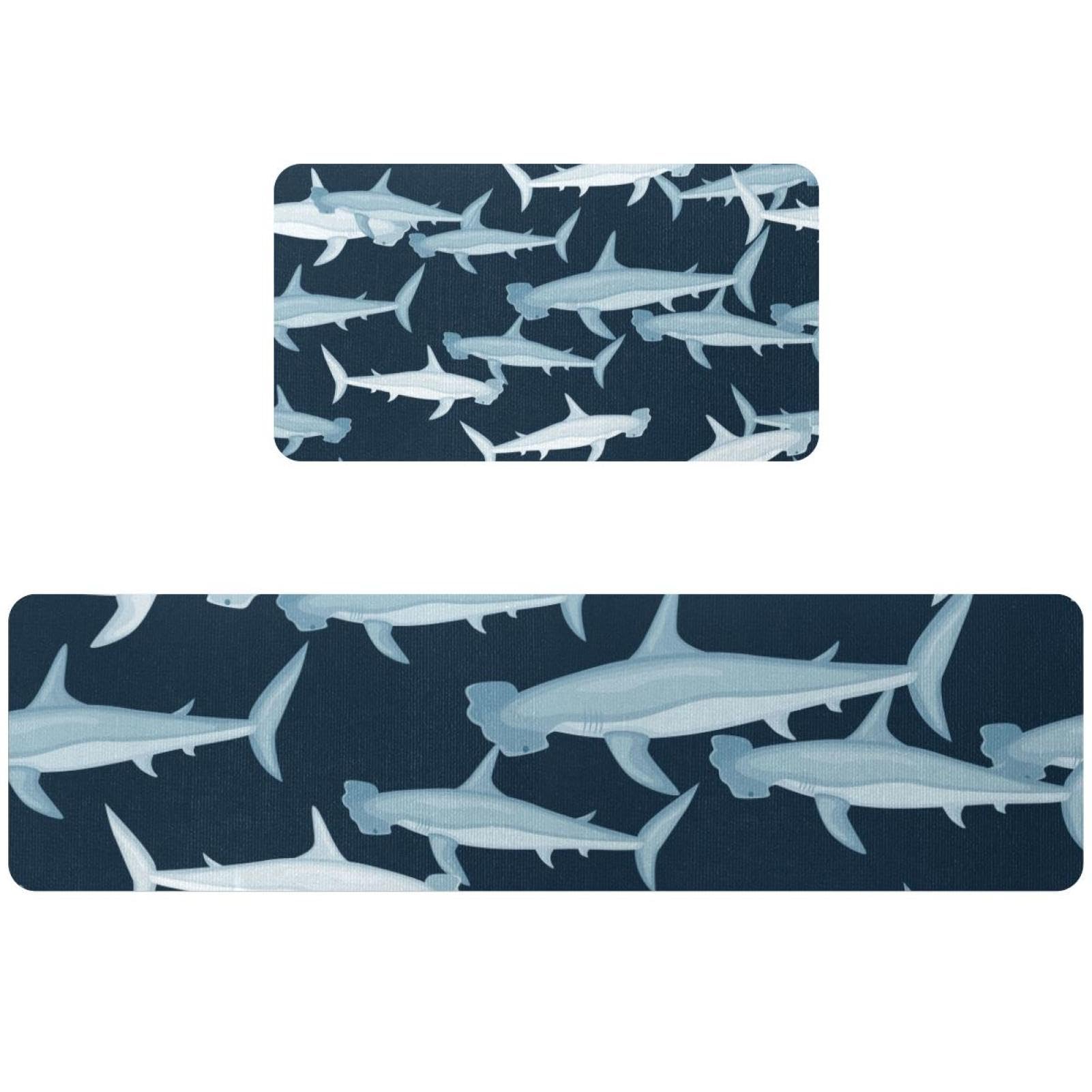 Tapis de cuisine antidérapants lavables motif requin marteau pour couloir